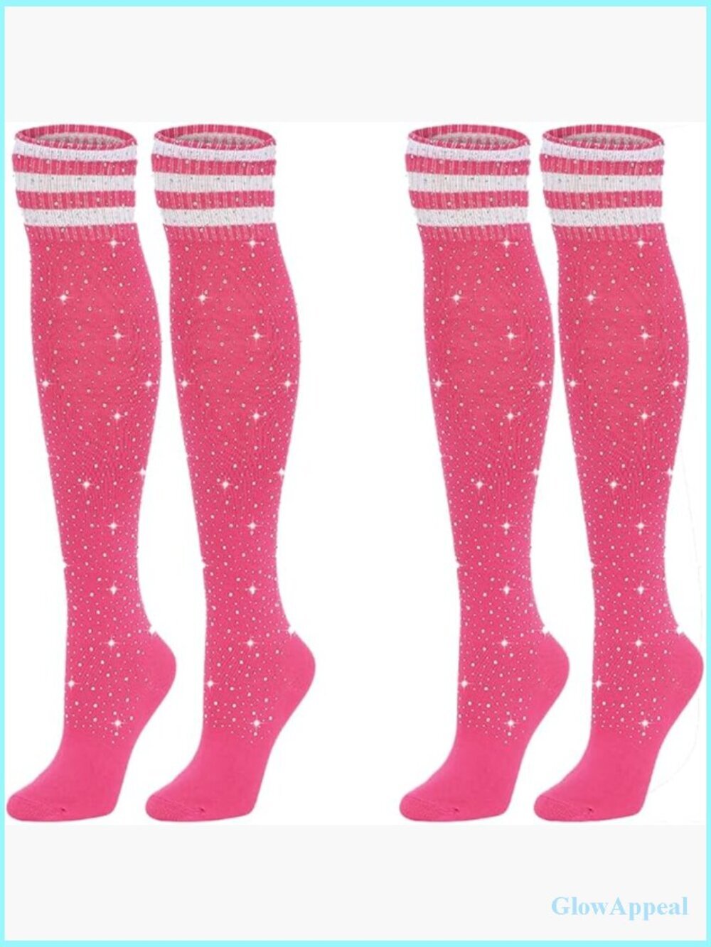 Over Knee Rhinestone Stripe Socks Leg Warmers Knit Stockings Sparkle Holiday